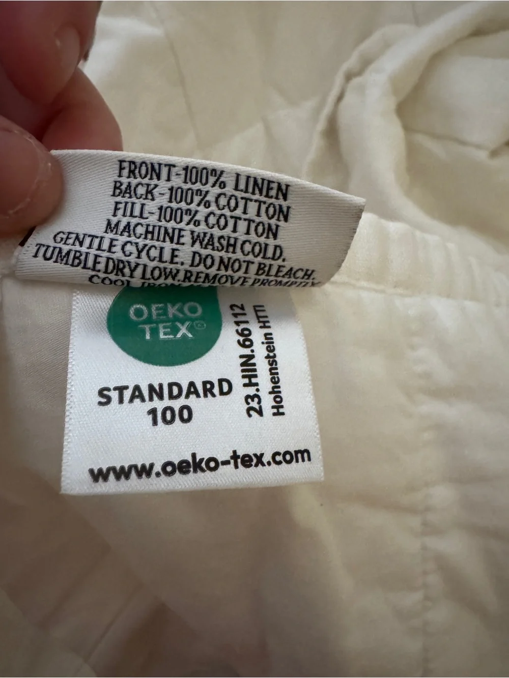 QUINCE European Linen Box Quilt Full / Queen Size - White - Like New